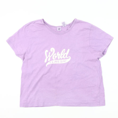 GAP Women’s Purple Cotton T-Shirt L Crew Neck Short Sleeve Casual