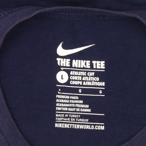 Nike Men's Blue Large Athletic Fit Sports Graphic T-Shirt