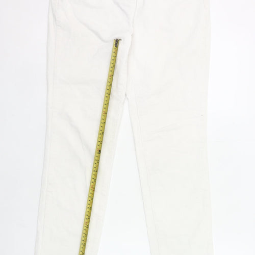 Caroll Womens White Corduroy Chino Trousers Size 12 Straight Fit