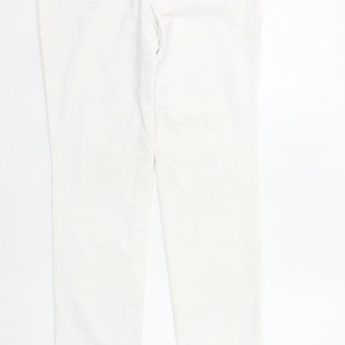 Caroll Womens White Corduroy Chino Trousers Size 12 Straight Fit