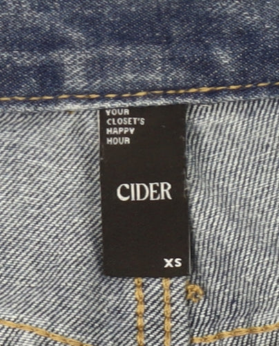 Cider Womens Blue XS High Rise Distressed Straight Jeans