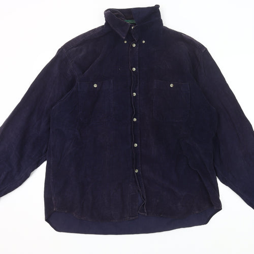 River Trader Men’s Blue Corduroy Button-Up Shirt XL Long Sleeve