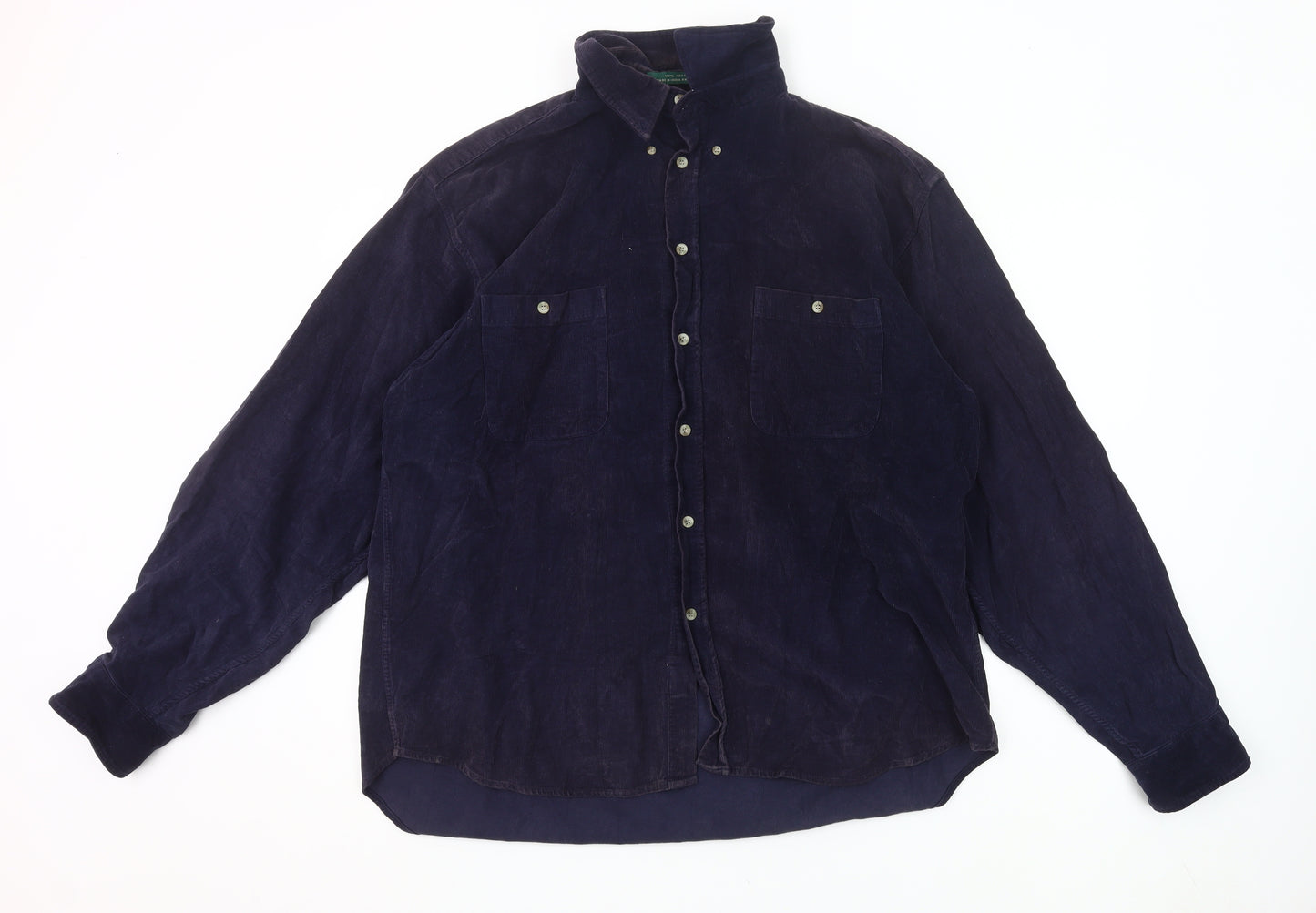 River Trader Men’s Blue Corduroy Button-Up Shirt XL Long Sleeve