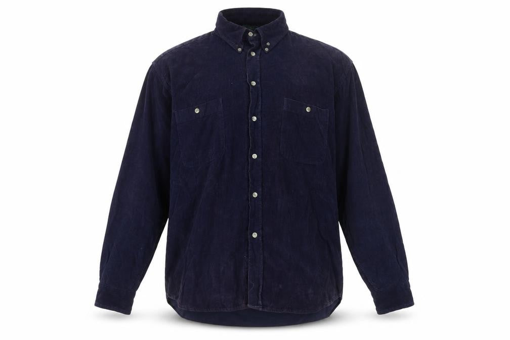River Trader Men’s Blue Corduroy Button-Up Shirt XL Long Sleeve