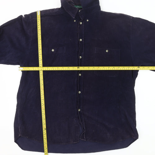 River Trader Men’s Blue Corduroy Button-Up Shirt XL Long Sleeve