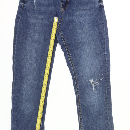 Denim Co. Womens Blue Size 12 Skinny Distressed Jeans