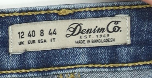Denim Co. Womens Blue Size 12 Skinny Distressed Jeans