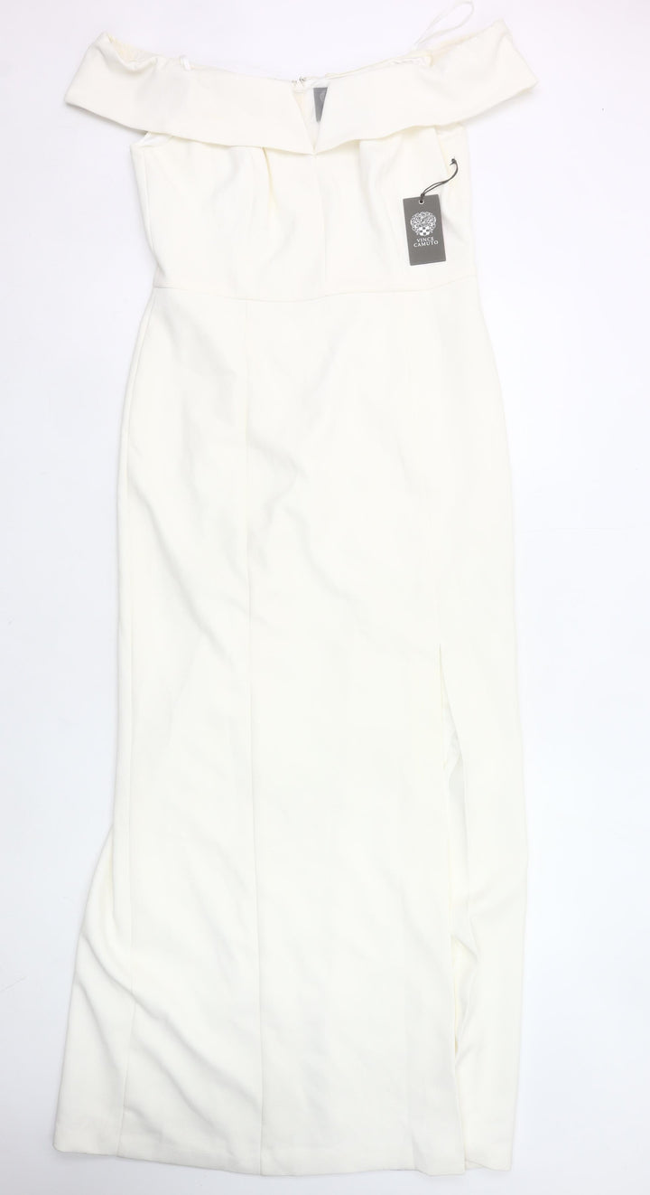 Vince Camuto Womens White Off Shoulder Sheath Dress Size 12