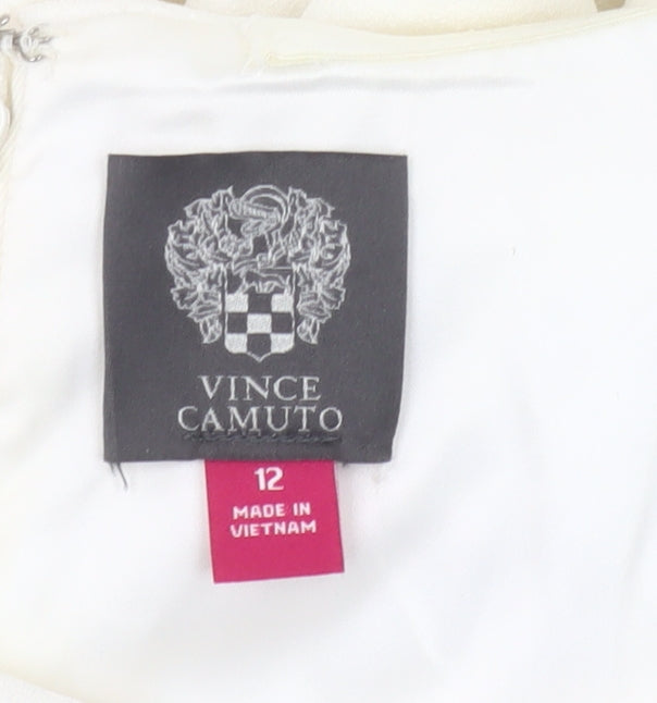 Vince Camuto Womens White Off Shoulder Sheath Dress Size 12