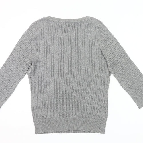 CC Womens Grey Cotton Knit Pullover Jumper Size L Scoop Neck