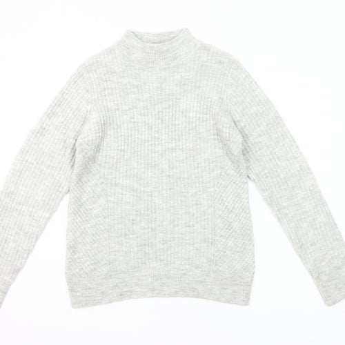Mauvette Women’s Grey Mock Neck Pullover Jumper Size 12 Wool Blend