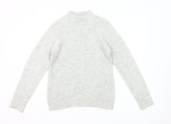 Mauvette Women’s Grey Mock Neck Pullover Jumper Size 12 Wool Blend