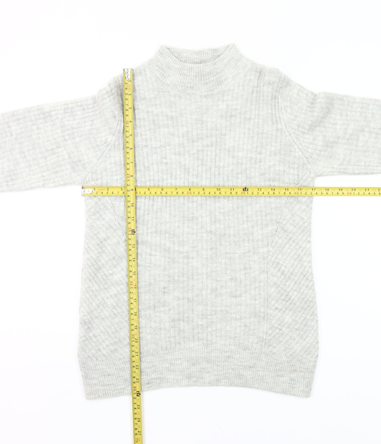 Mauvette Women’s Grey Mock Neck Pullover Jumper Size 12 Wool Blend
