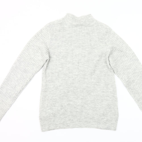 Mauvette Women’s Grey Mock Neck Pullover Jumper Size 12 Wool Blend