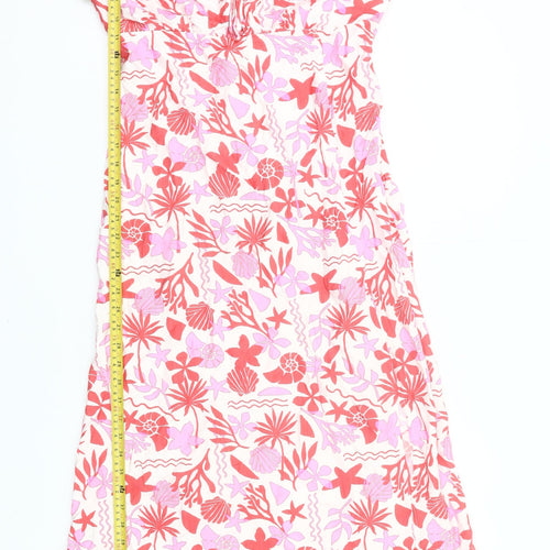 New Look Women’s Multicoloured Floral Midi A-Line Puff Sleeve Dress UK 14