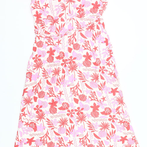 New Look Women’s Multicoloured Floral Midi A-Line Puff Sleeve Dress UK 14