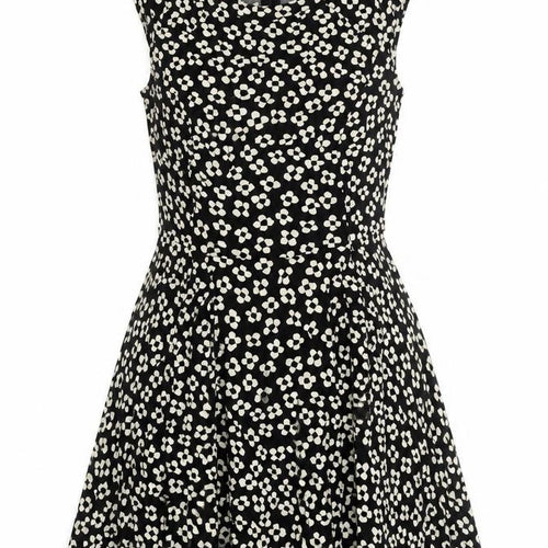 Oasis Women’s Black Floral Skater Dress Size 10 Sleeveless Viscose