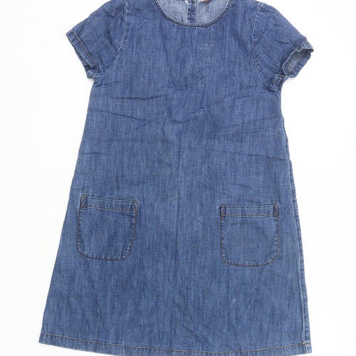 Tu Girls Blue Denim Cotton Shift Dress 12 Years Knee Length Casual