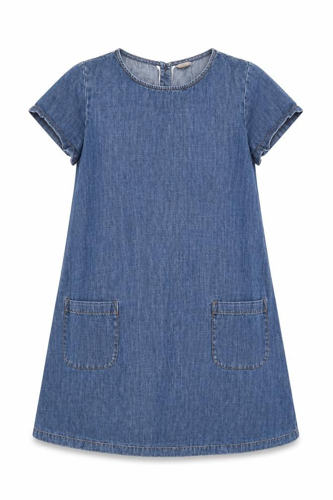 Tu Girls Blue Denim Cotton Shift Dress 12 Years Knee Length Casual