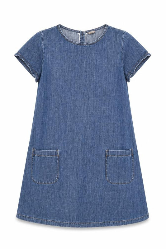 Tu Girls Blue Denim Cotton Shift Dress 12 Years Knee Length Casual