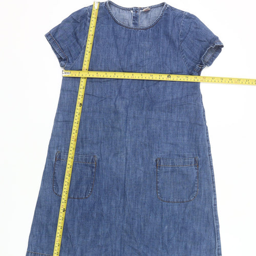 Tu Girls Blue Denim Cotton Shift Dress 12 Years Knee Length Casual