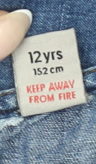 Tu Girls Blue Denim Cotton Shift Dress 12 Years Knee Length Casual