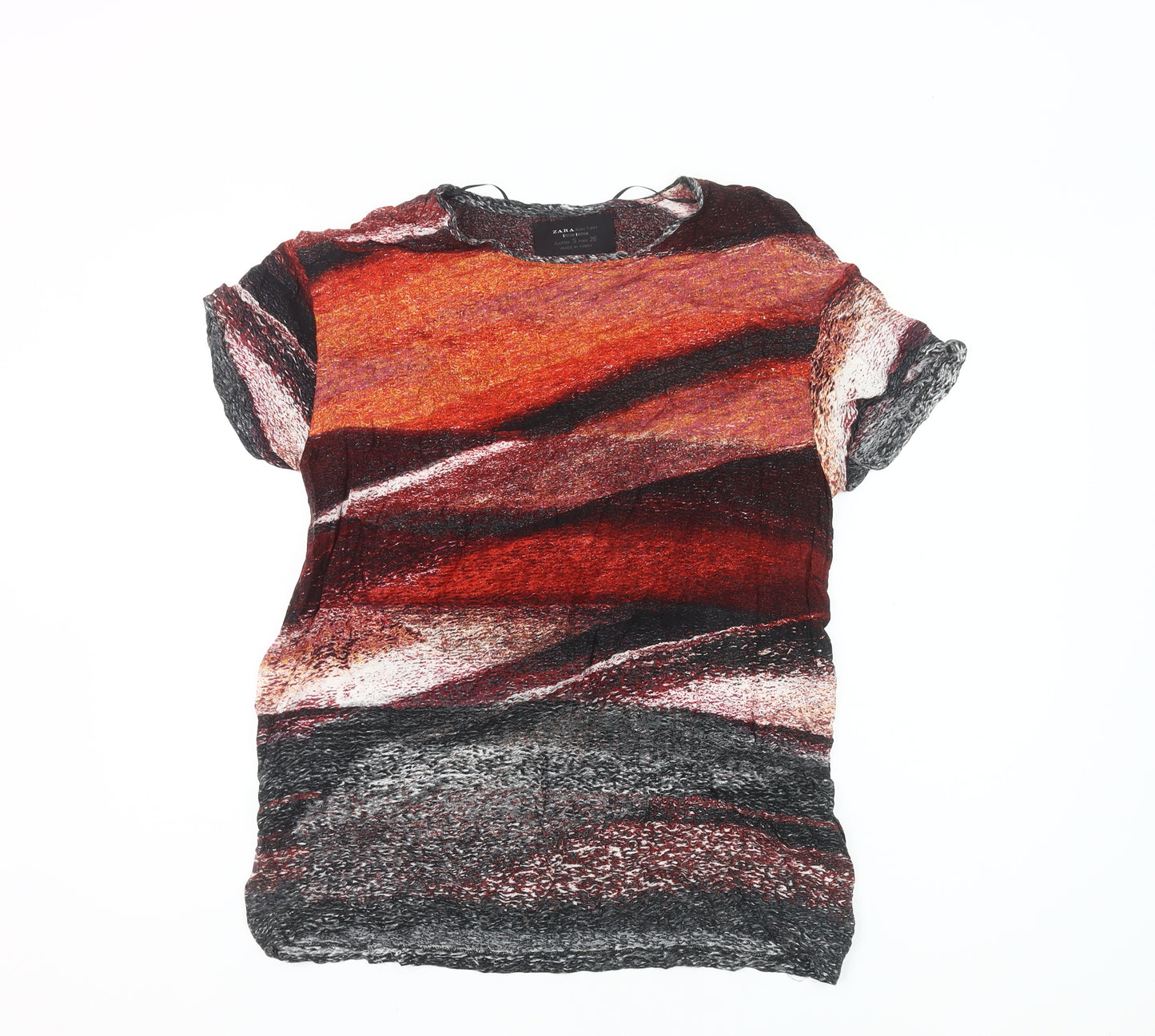 Zara Womens Multicoloured Art Print Viscose T-Shirt Size S