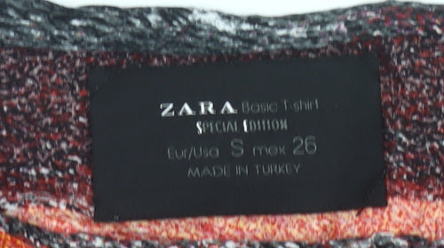 Zara Womens Multicoloured Art Print Viscose T-Shirt Size S