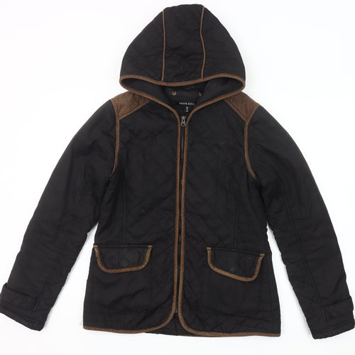 Brave Soul Womens Black Quilted Hooded Jacket Size 12 Polyester