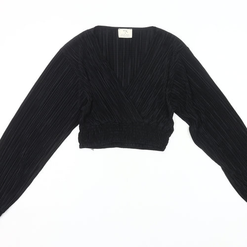 Pins and Needles Women’s Black Wrap Blouse Size S Long Sleeve