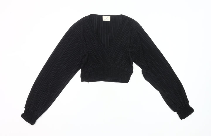 Pins and Needles Women’s Black Wrap Blouse Size S Long Sleeve