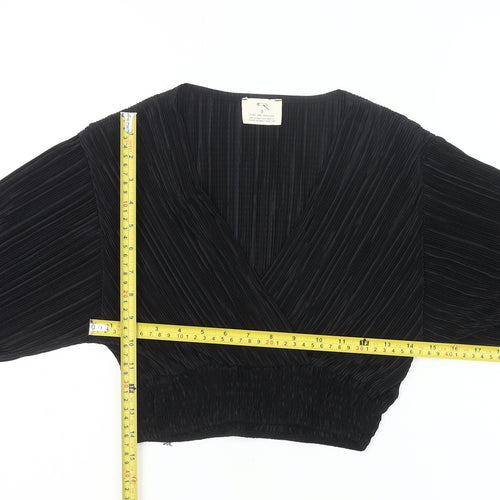 Pins and Needles Women’s Black Wrap Blouse Size S Long Sleeve