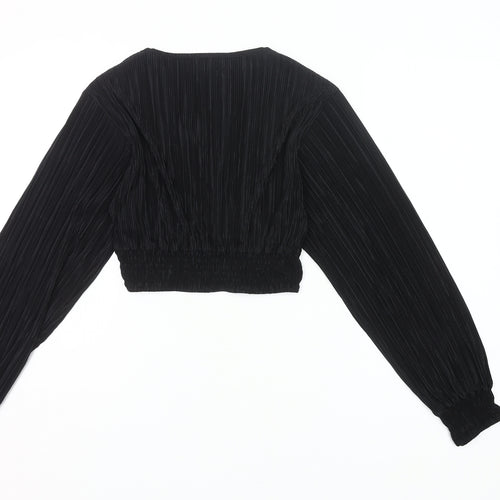Pins and Needles Women’s Black Wrap Blouse Size S Long Sleeve