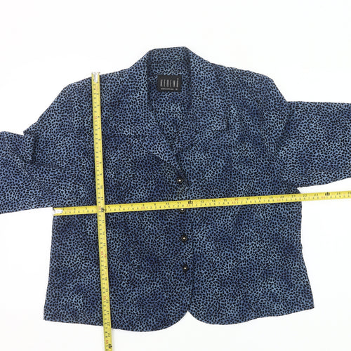 Kerena Women’s Blue Animal Print Blouse Size 18 Long Sleeve Button Up