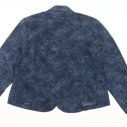 Kerena Women’s Blue Animal Print Blouse Size 18 Long Sleeve Button Up