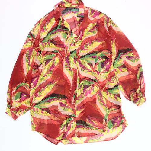 Matalan Womens Multicoloured Size 14 Tropical Chiffon Button-Up Tunic Shirt