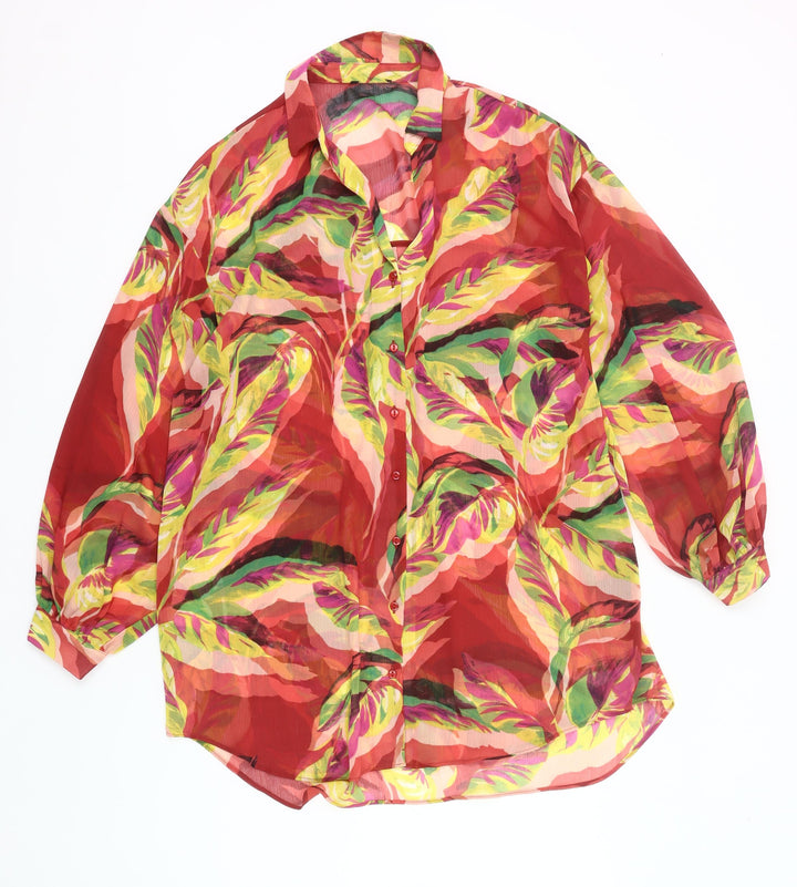 Matalan Womens Multicoloured Size 14 Tropical Chiffon Button-Up Tunic Shirt
