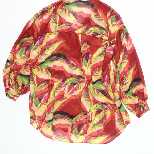 Matalan Womens Multicoloured Size 14 Tropical Chiffon Button-Up Tunic Shirt