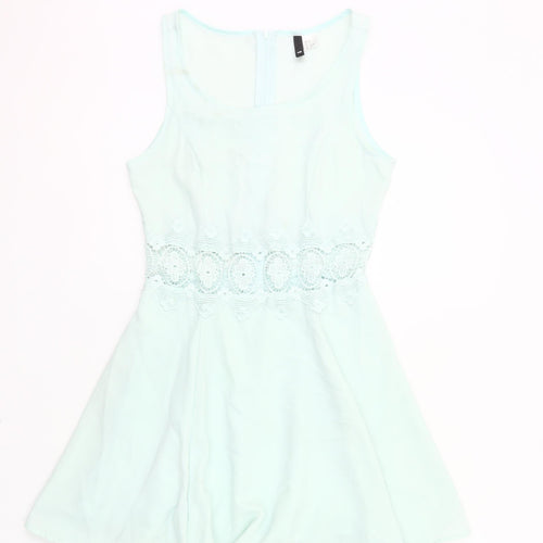 H&M Divided Women’s Blue Size 10 A-Line Lace Detail Short Dress