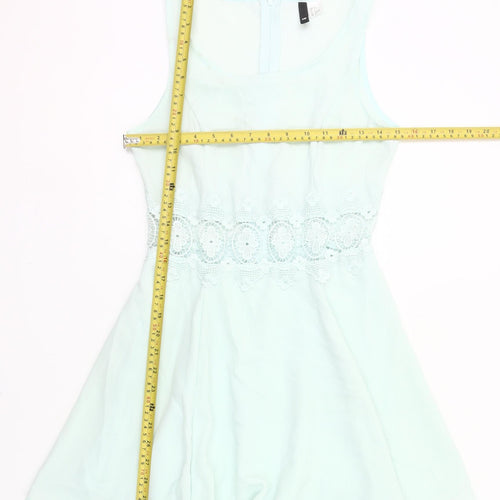 H&M Divided Women’s Blue Size 10 A-Line Lace Detail Short Dress