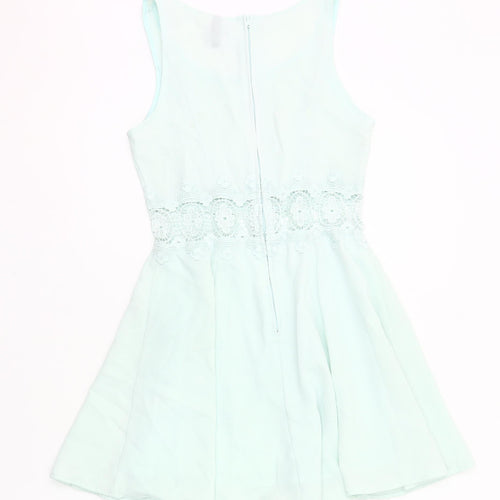 H&M Divided Women’s Blue Size 10 A-Line Lace Detail Short Dress