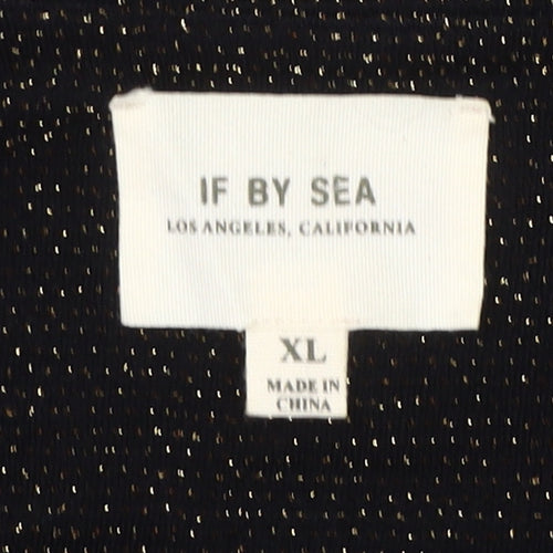 If By Sea Womens Black Glitter Wrap Blouse XL Long Sleeve Party Top