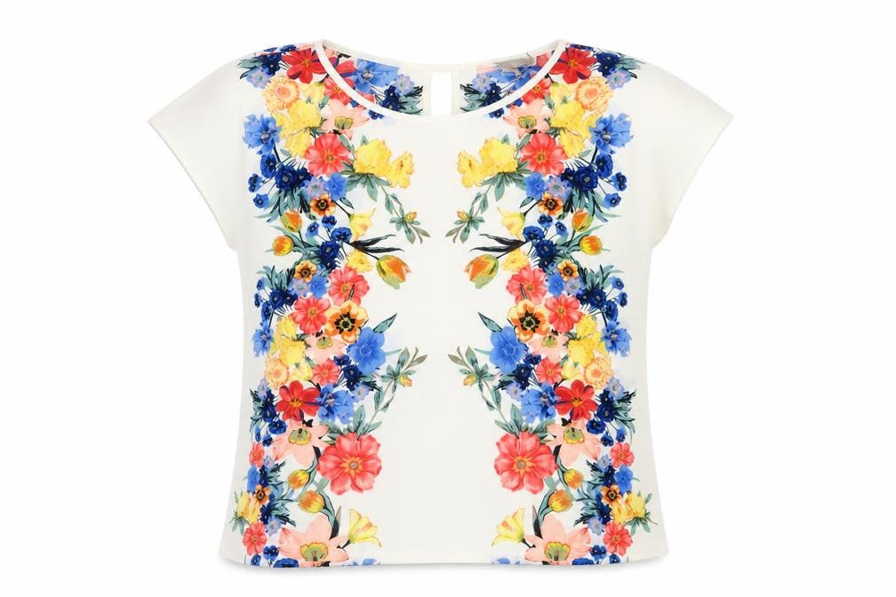 Forever 21 Women’s Multicoloured Floral Chiffon T-Shirt Size S