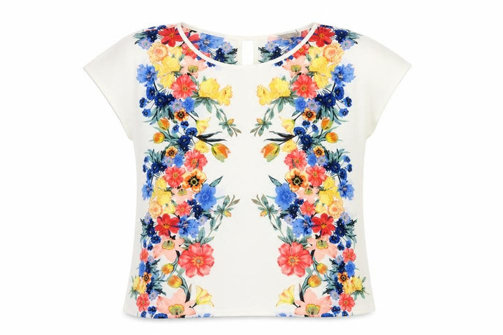 Forever 21 Women’s Multicoloured Floral Chiffon T-Shirt Size S