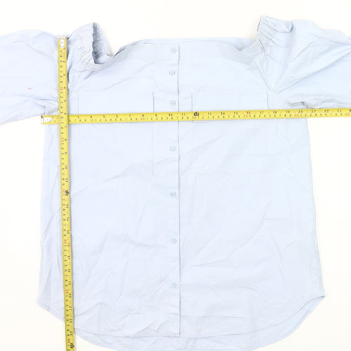 Next Women Blue Cotton Off Shoulder Blouse UK 14 3/4 Sleeve