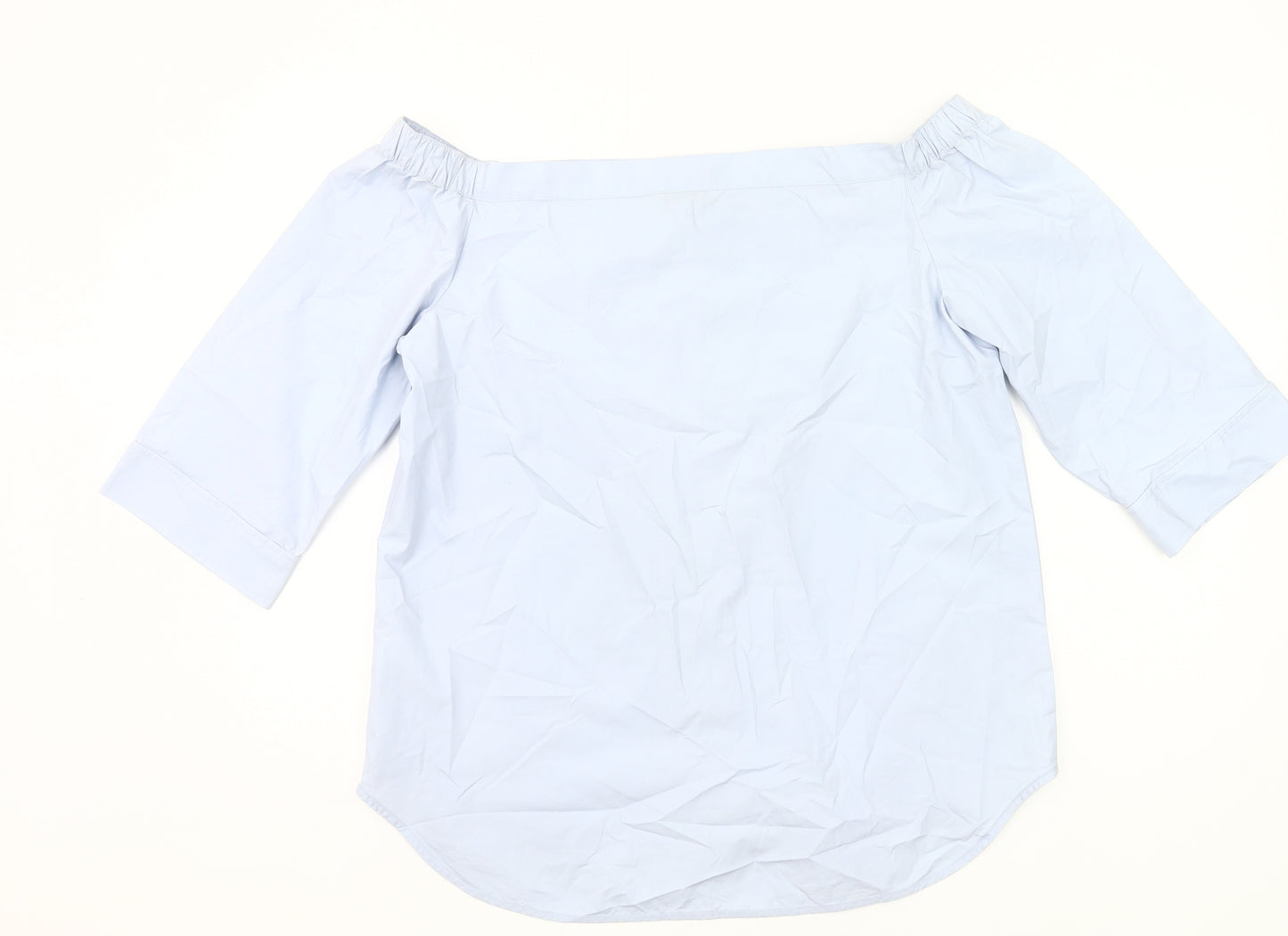 Next Women Blue Cotton Off Shoulder Blouse UK 14 3/4 Sleeve