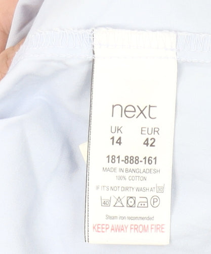 Next Women Blue Cotton Off Shoulder Blouse UK 14 3/4 Sleeve