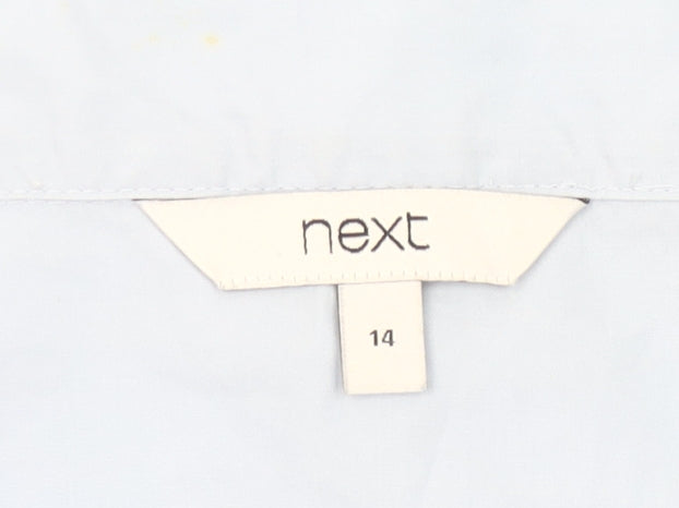 Next Women Blue Cotton Off Shoulder Blouse UK 14 3/4 Sleeve