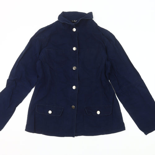 CMD Womens Blue Cotton Mid-Length Casual Jacket Size 16