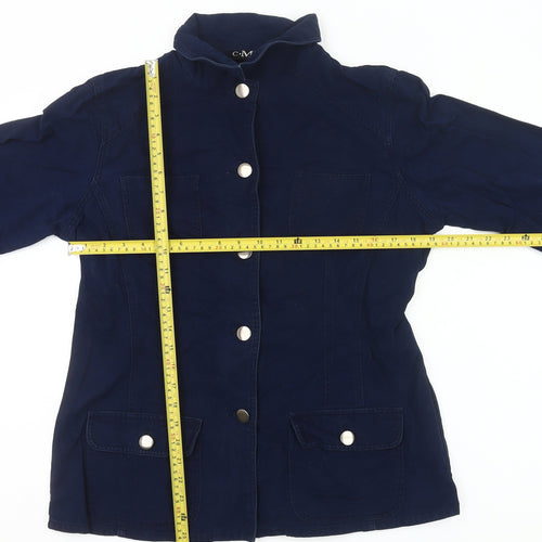 CMD Womens Blue Cotton Mid-Length Casual Jacket Size 16
